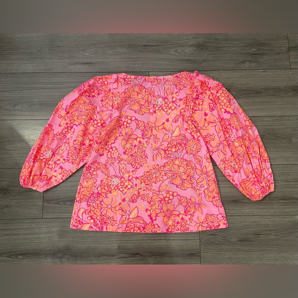 NWT Lilly Pulitzer Pink Barbara 3/4 Sleeve Top in Mandivilla Baby Size Large - Picture 12 of 12